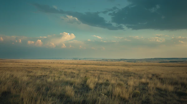 Serene Landscape Under a Dramatic Sky
