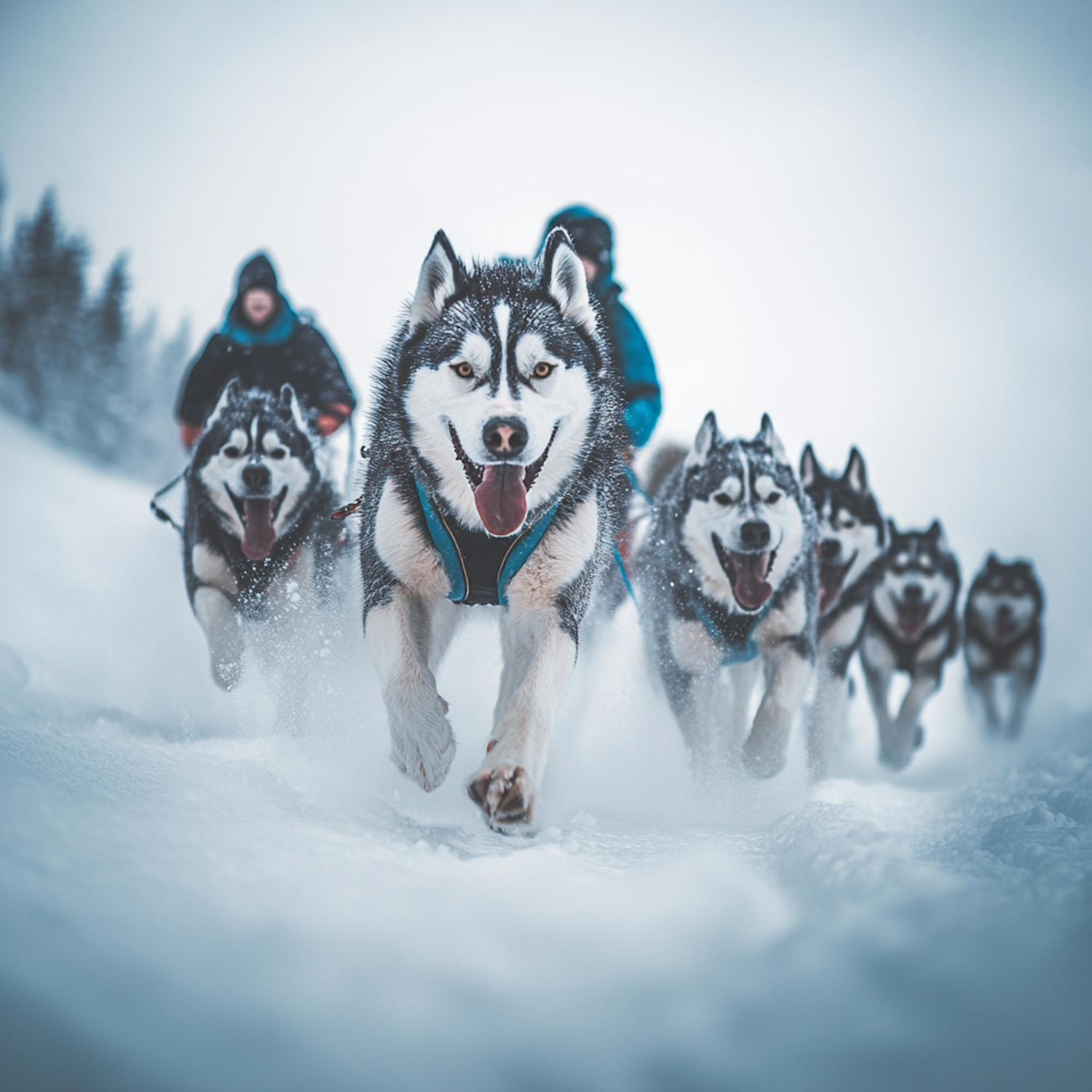 Husky Sled Team in Action