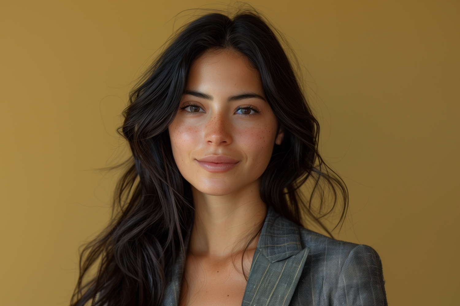 Serene Woman with Freckles