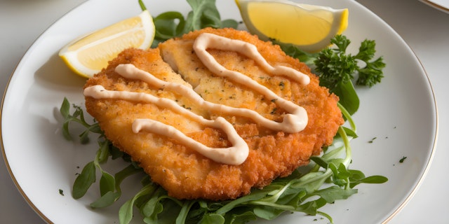 Breaded Chicken Schnitzel with Garnishes