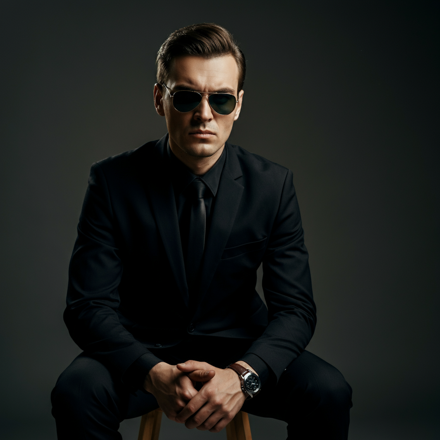 Man in Black Suit with Sunglasses