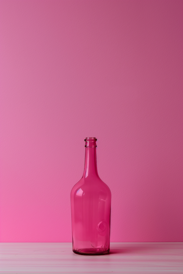 Pink Glass Bottle on Pink Background