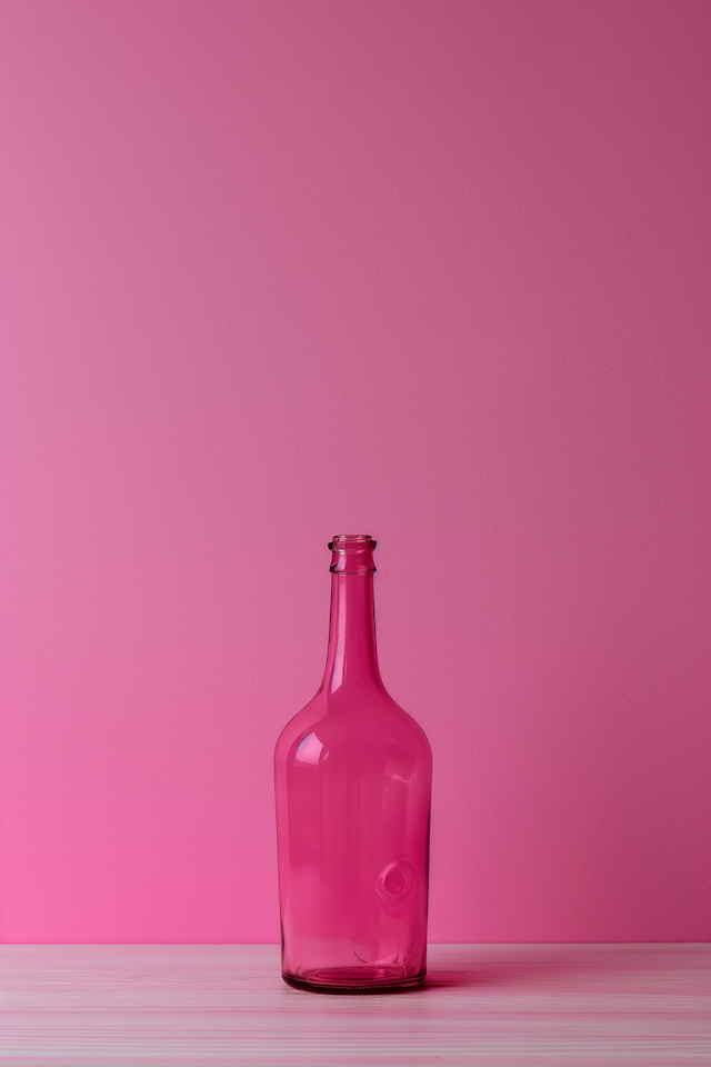 Pink Glass Bottle on Pink Background