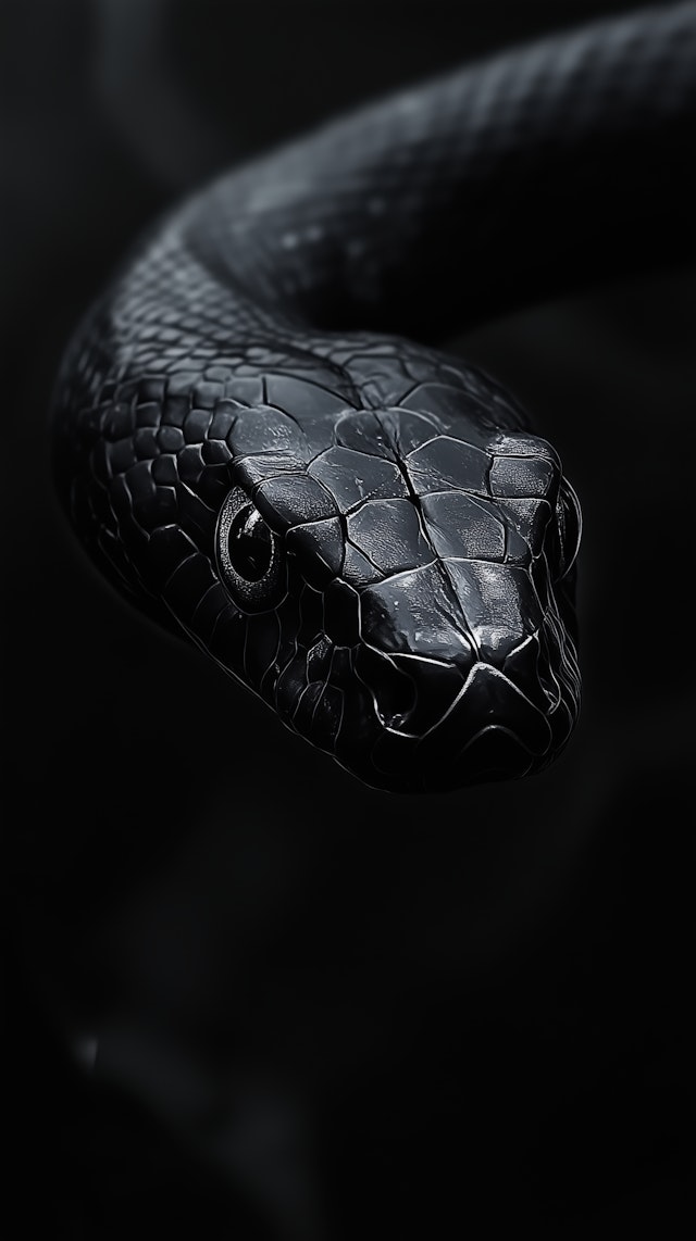 Close-up of Black Snake