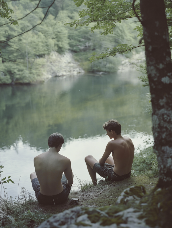 Two Men by the Lake