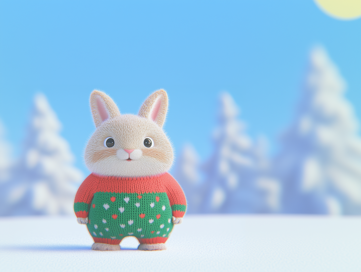 Festive Bunny in Snowy Landscape