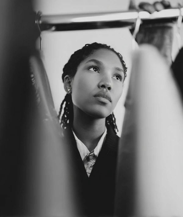 Thoughtful Woman in Monochrome