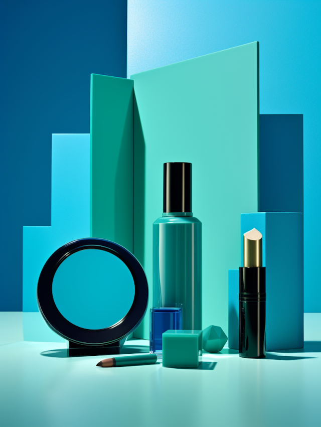 Modern Luxe Cosmetics Ensemble with Turquoise Accents