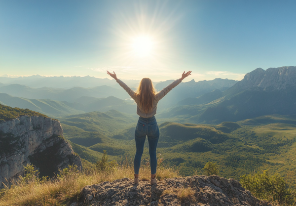 Joyful Woman Embracing Nature