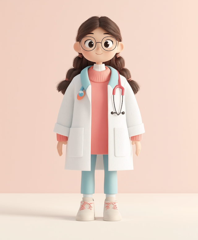 Animated Young Girl Doctor Character