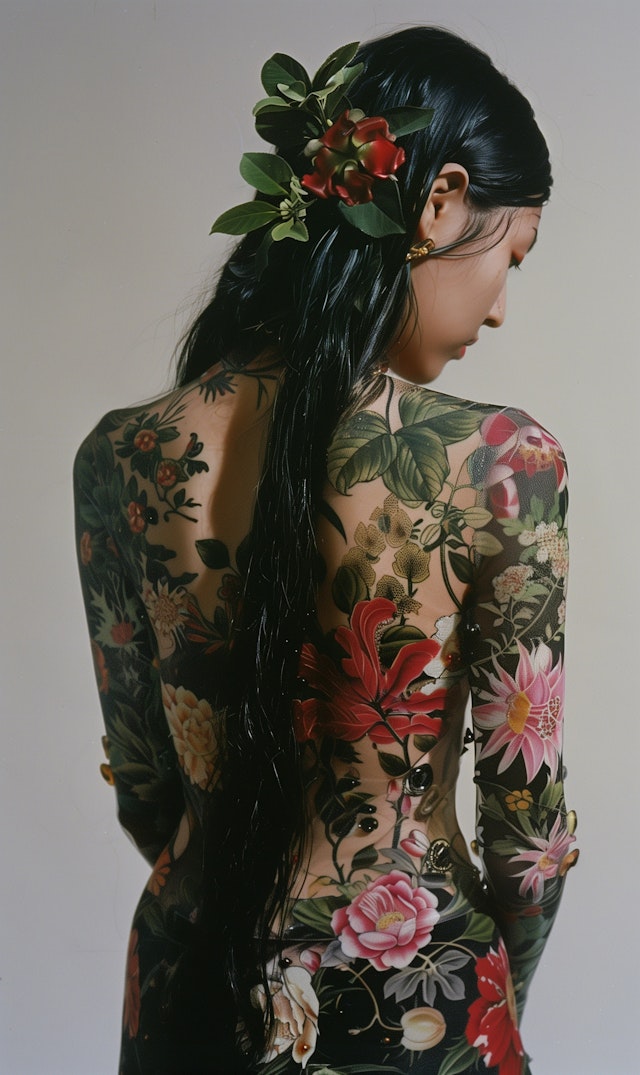 Woman with Floral Tattoo