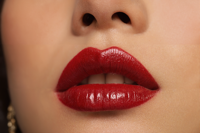 Close-up of Lips with Red Lipstick