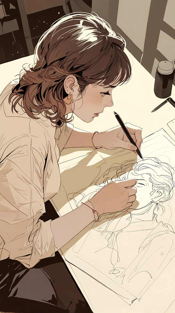 Woman Sketching Art