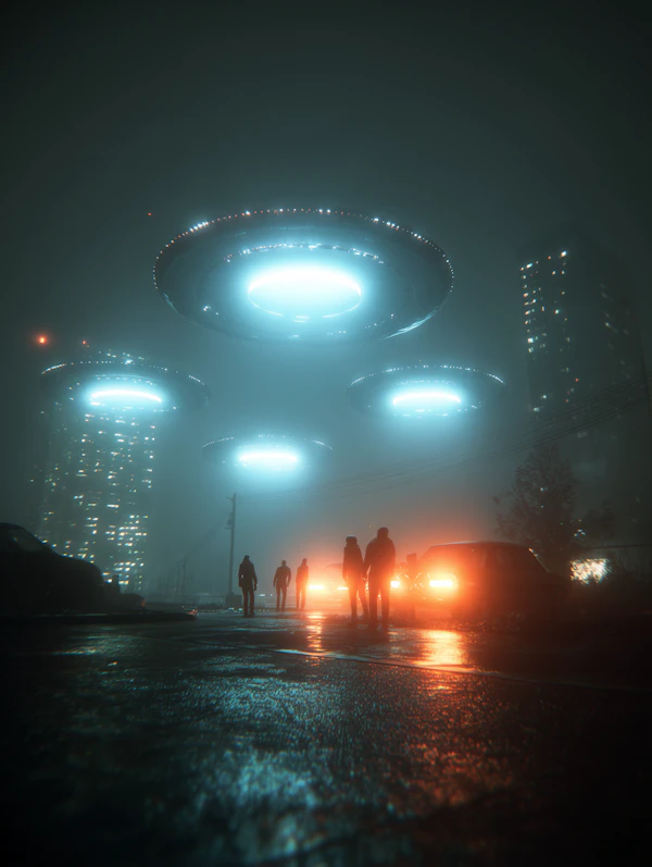 Foggy Night UFO Scene