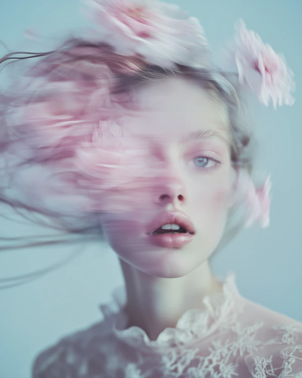 Ethereal Portrait with Flowers