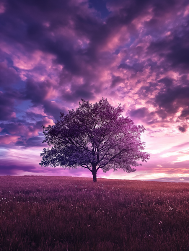 Lone Tree in Ethereal Twilight