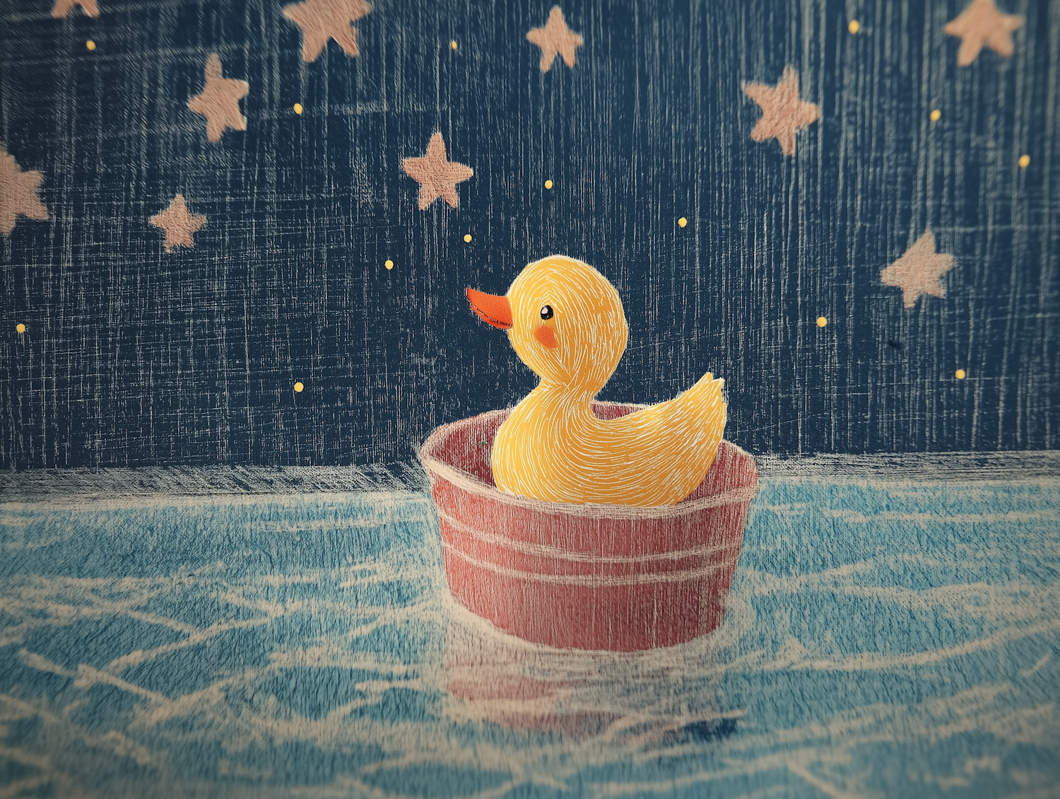 Serene Duck in Nocturnal Bath