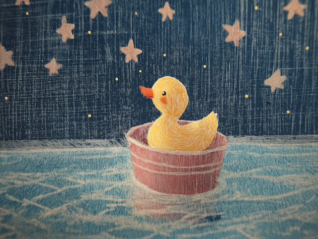 Serene Duck in Nocturnal Bath