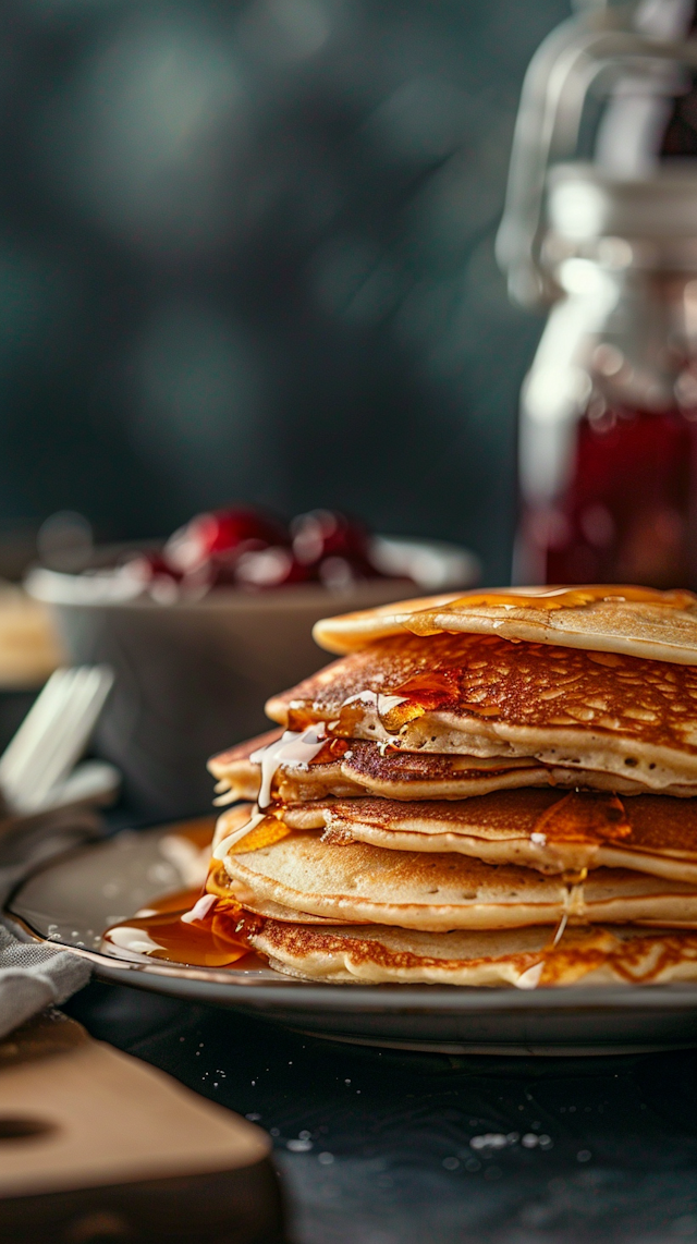 Golden-Brown Pancakes with Syrup