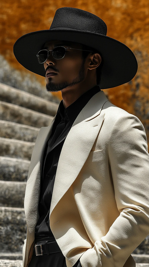 Stylish Man in Cream Suit
