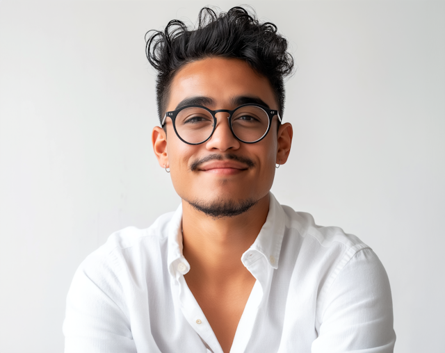 Cheerful Young Man with Glasses