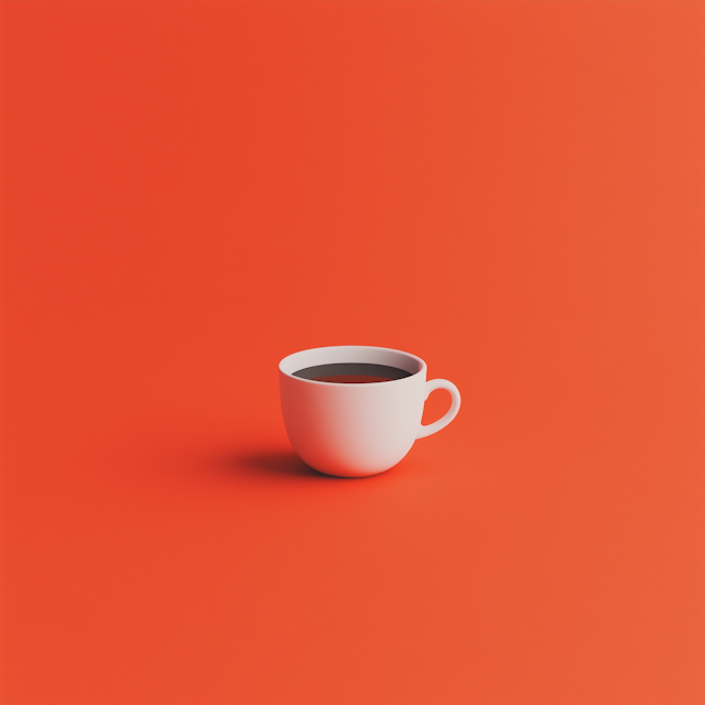 Minimalist Coffee Cup on Orange Background