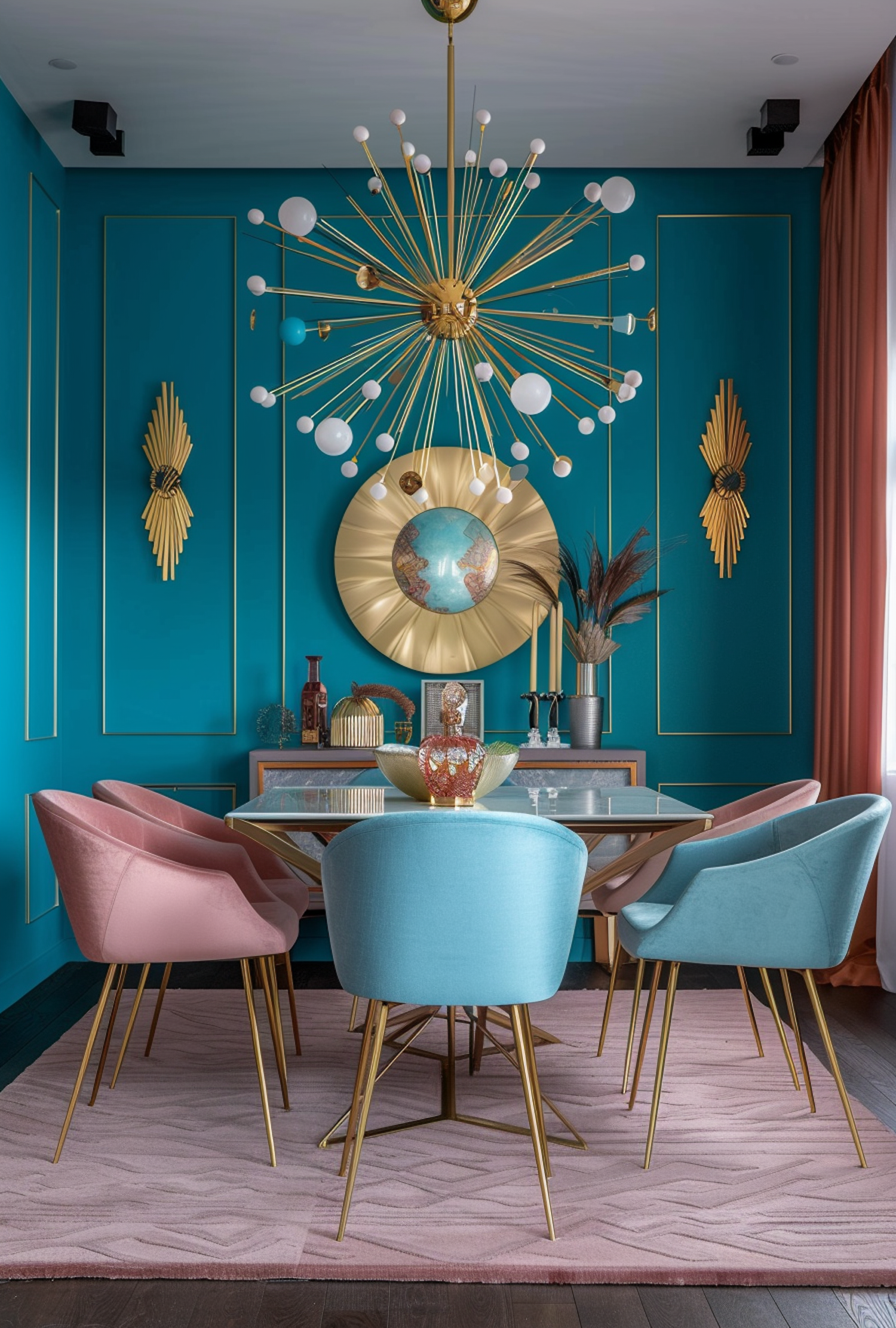 Opulent Mid-Century Dining Room Interior