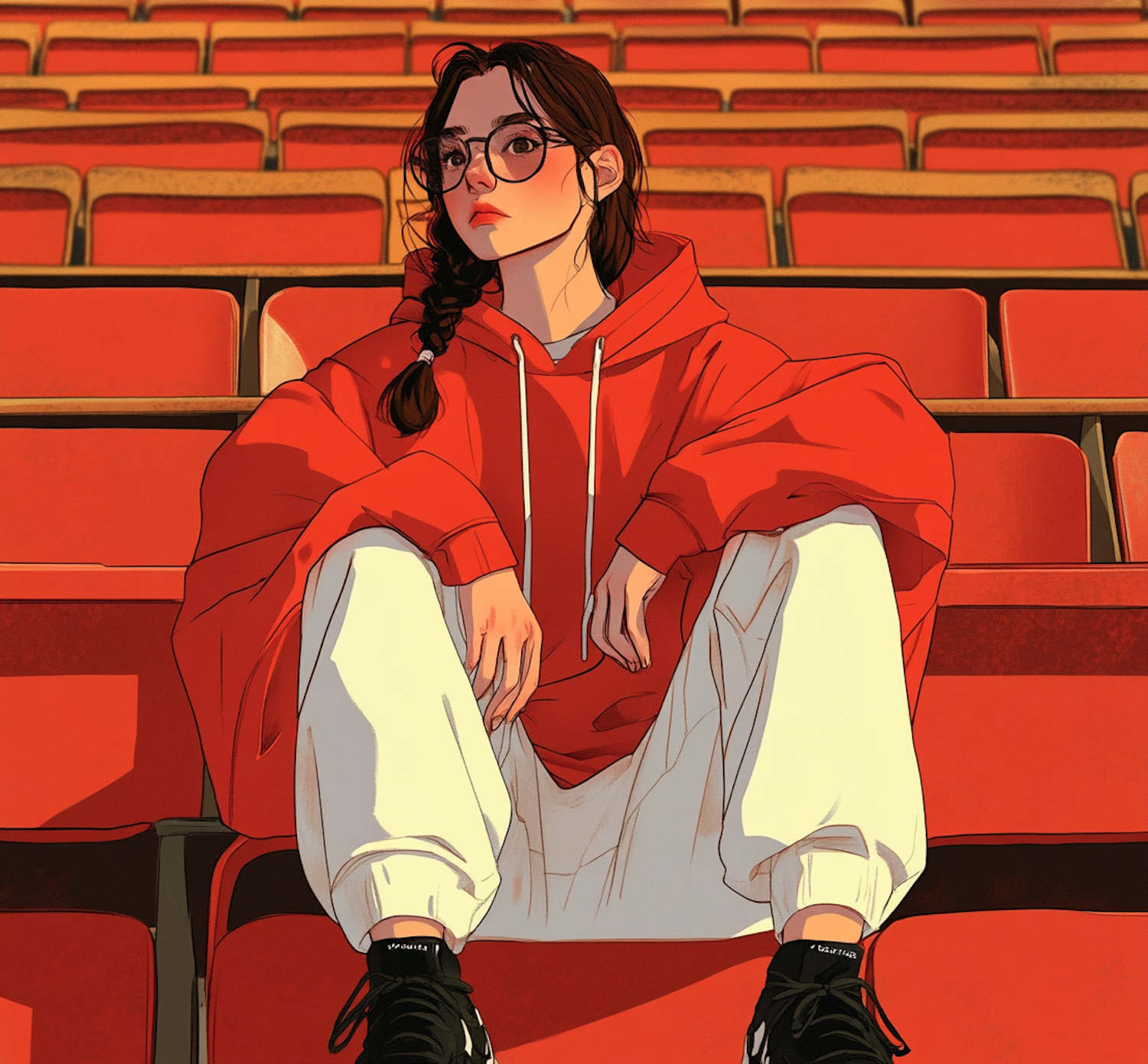 Woman in Red at the Theater