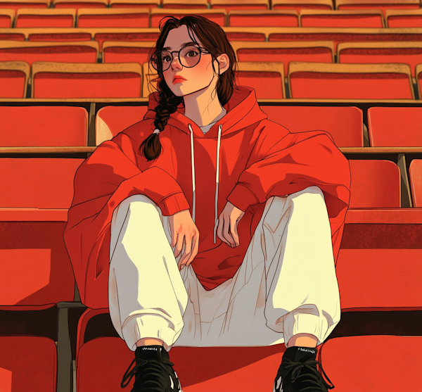 Woman in Red at the Theater