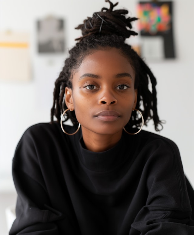 Confident Young Woman with Twisted Dreadlocks