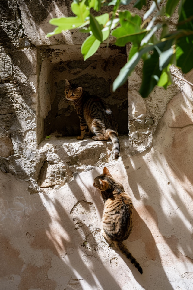 Rustic Tabby Cats in Stone Frames