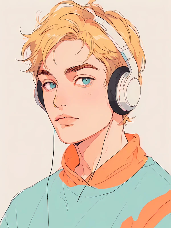 Stylized Man with Headphones