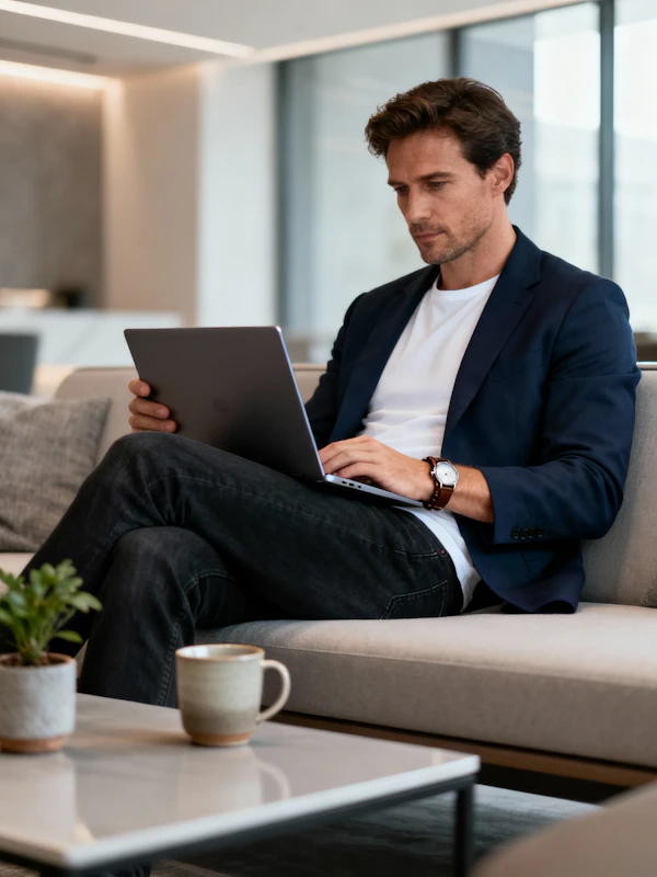 Man Working on Laptop