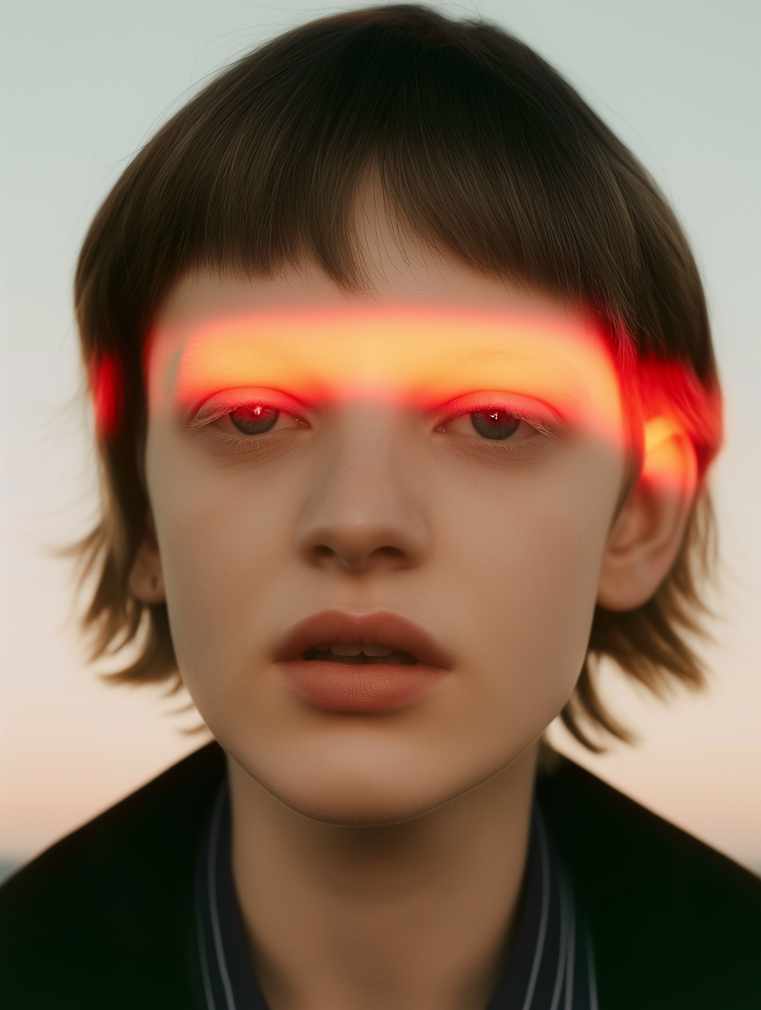 Surreal Portrait with Red-Orange Light