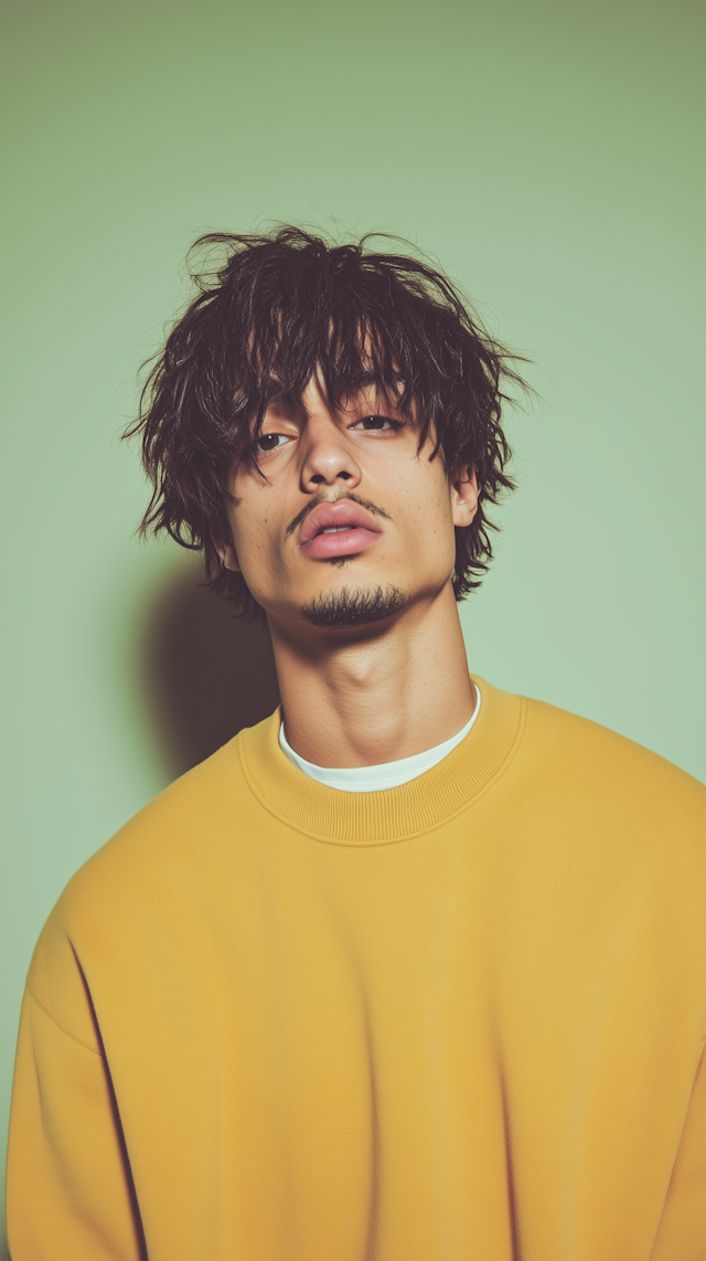 Young Man in Mustard Yellow Sweatshirt