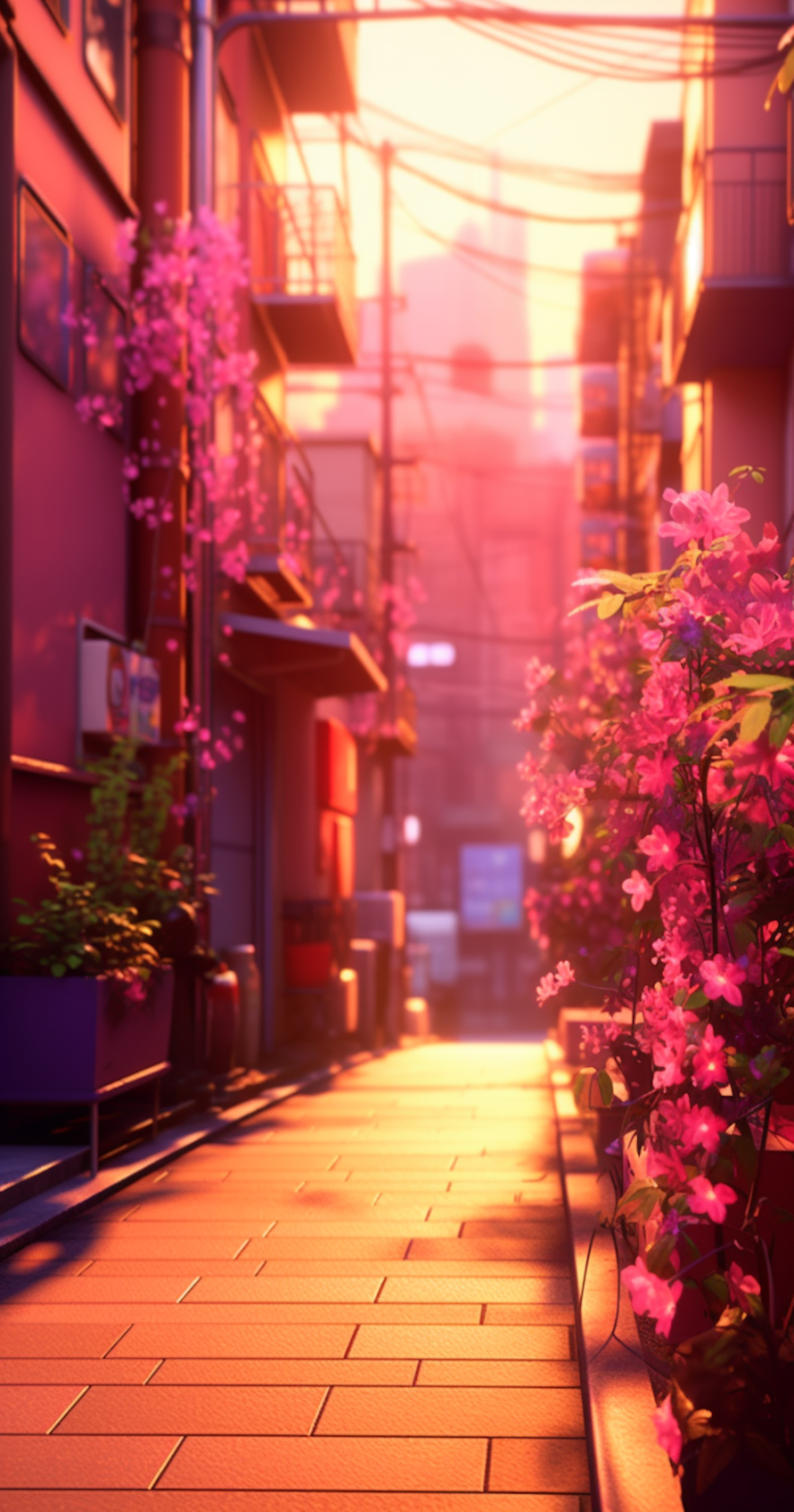 Sunset Serenity in Bloom Alley