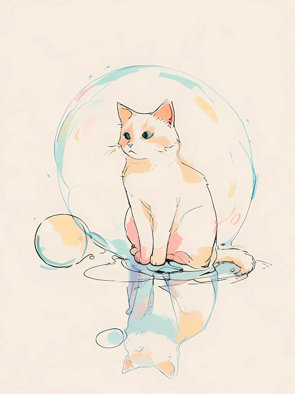 Stylized Cat in Bubble