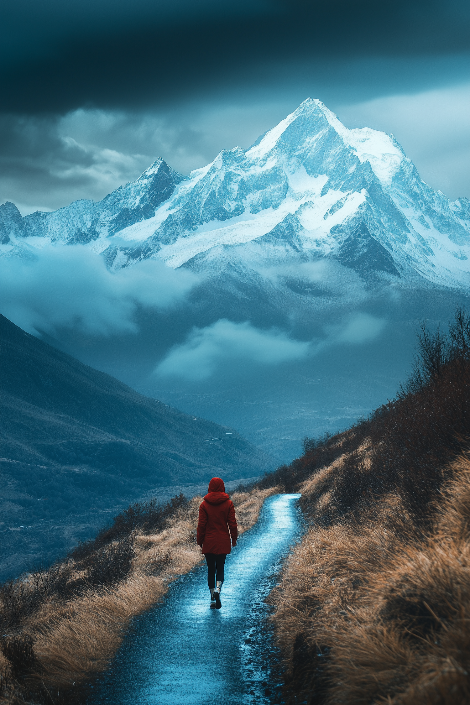 Solitary Figure in Red Coat
