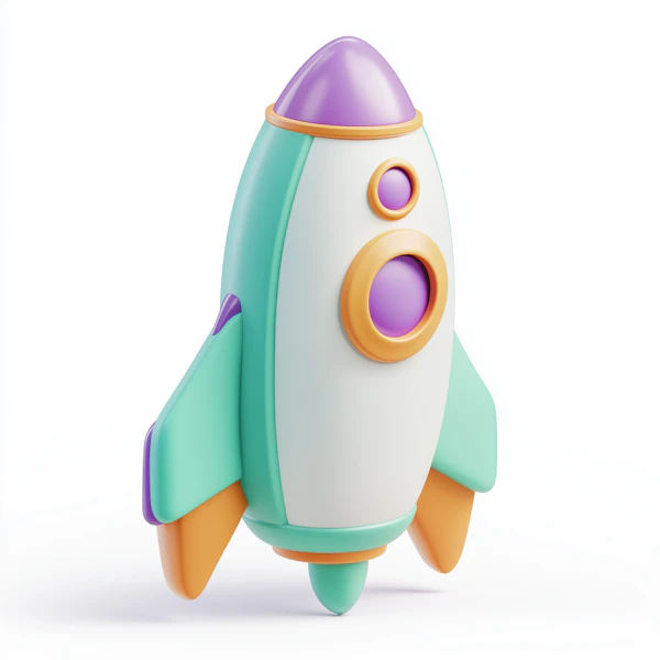 Colorful Cartoon Rocket