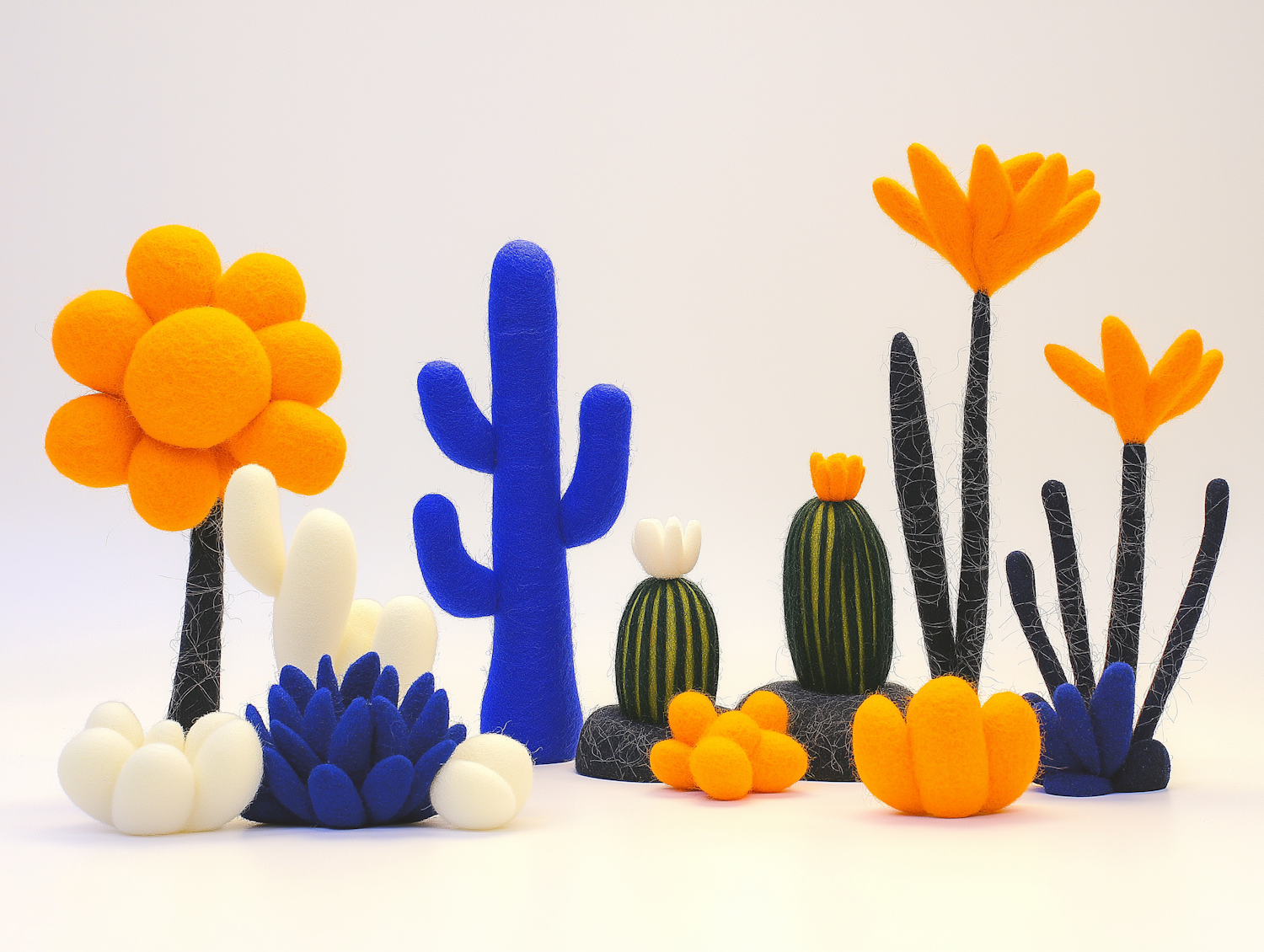 Colorful Felt Cacti and Flowers