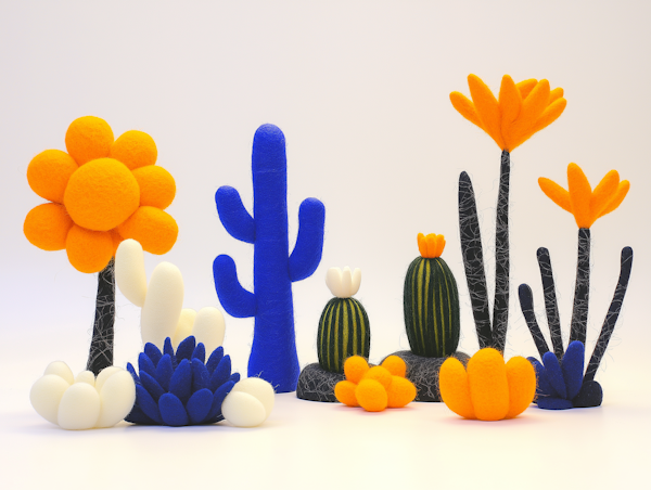 Colorful Felt Cacti and Flowers