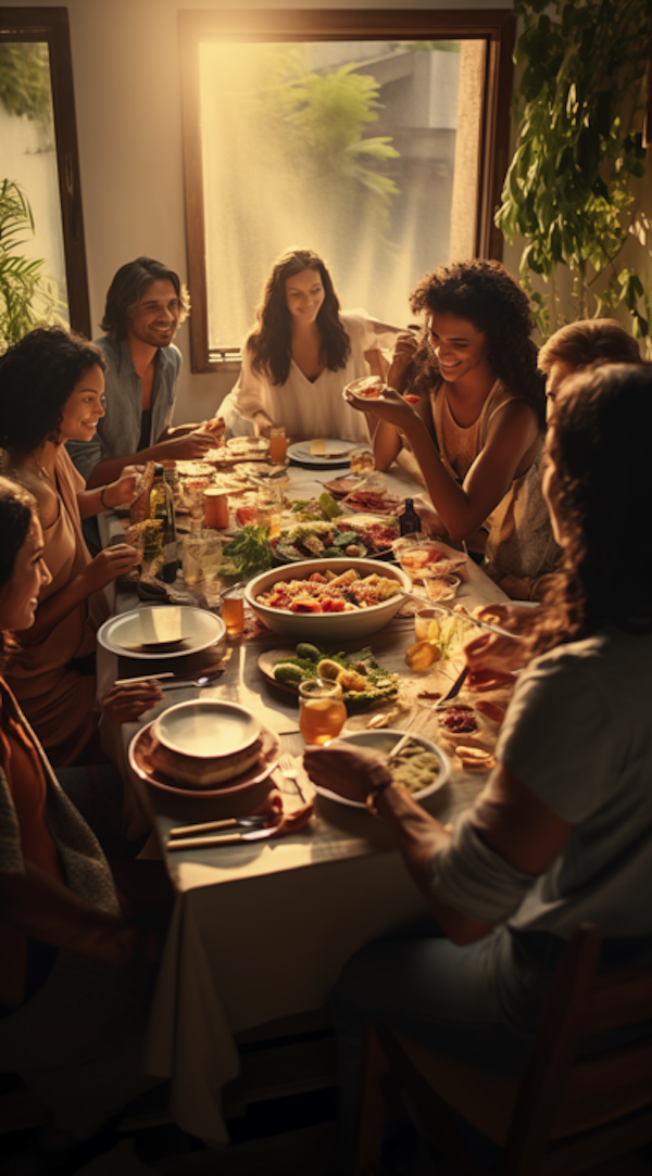 Communal Feast in Golden Hour