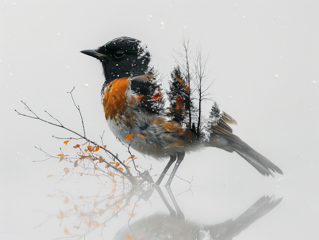 Artistic Bird Double Exposure