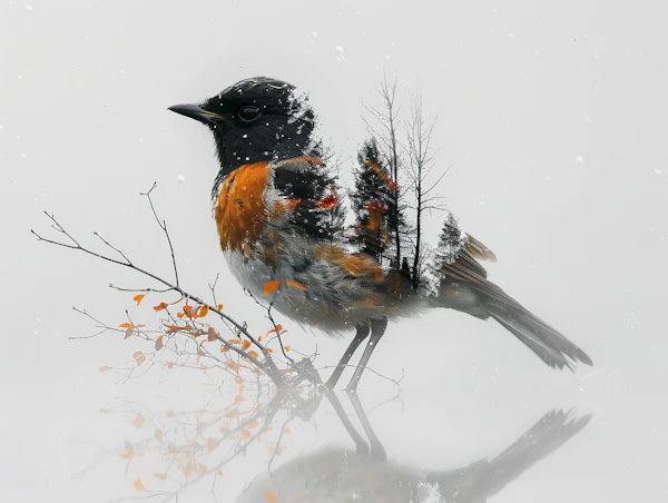 Artistic Bird Double Exposure