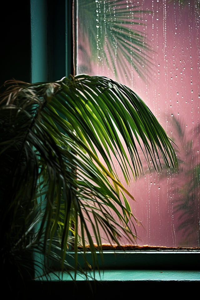 Tropical Serenity through Misty Pane