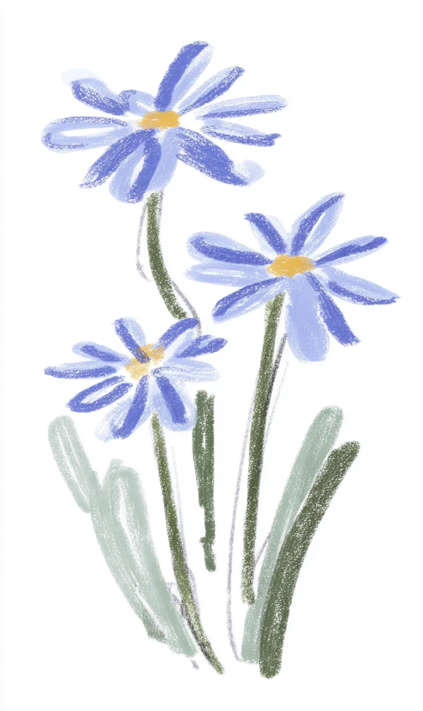 Blue Daisies Illustration