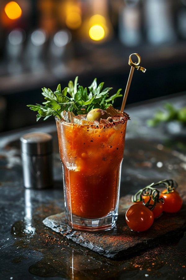 Vibrant Bloody Mary Cocktail at the Bar