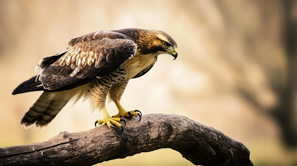 Hawk Perched on Branch