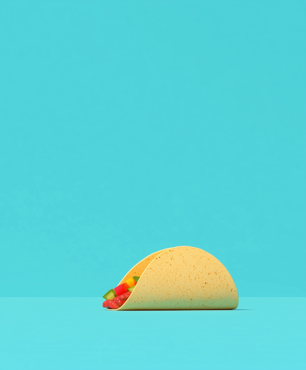 Minimalist Taco on Turquoise Background