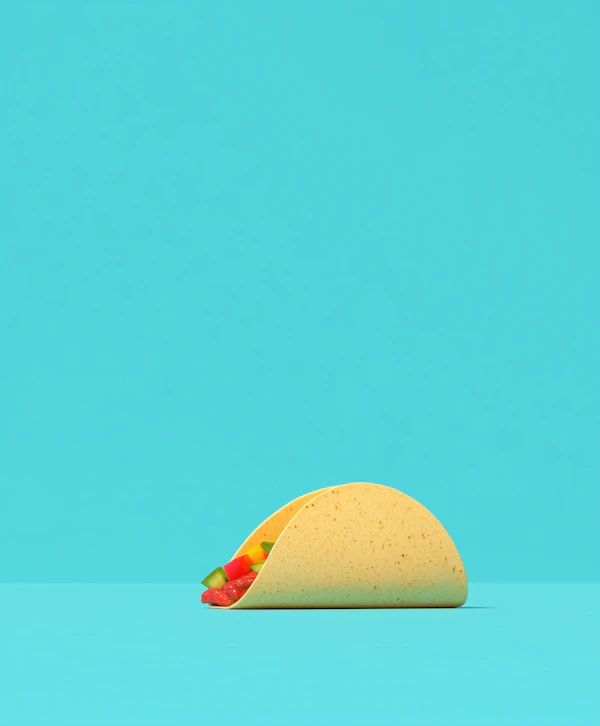 Minimalist Taco on Turquoise Background